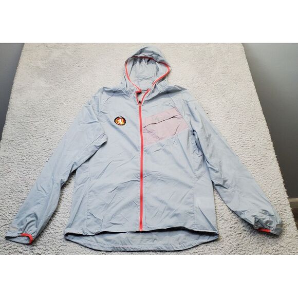 Nike Windbreaker‎ Jacket Womens Medium Gray Striped Elite Clubs National League - Picture 1 of 6